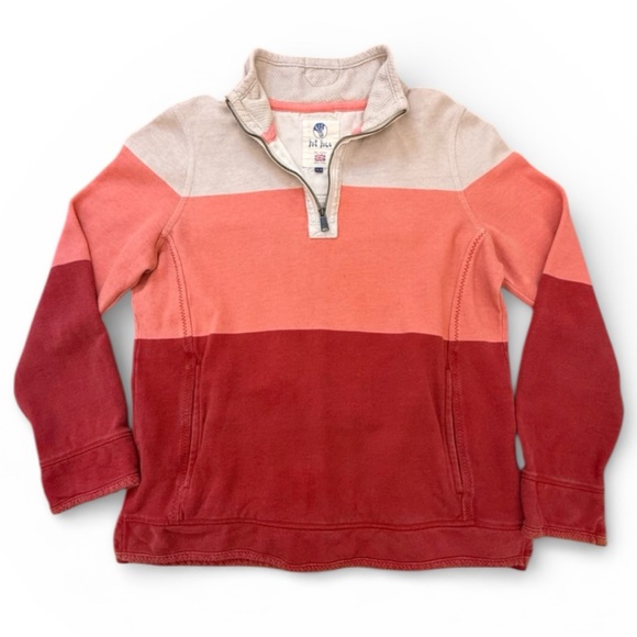 Fat Face Tops - Fat Face The Airlie 1/4 Zip Sweatshirt Coral Pink Colorblock Size 8